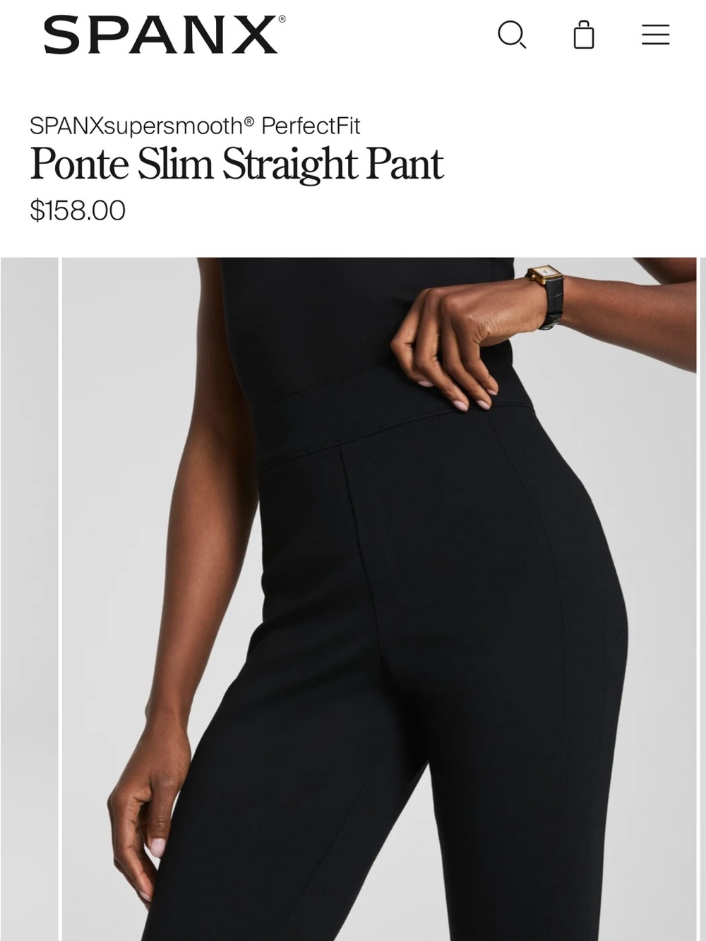SPANX Black High-Rise Ponte Straight-Leg Pants
